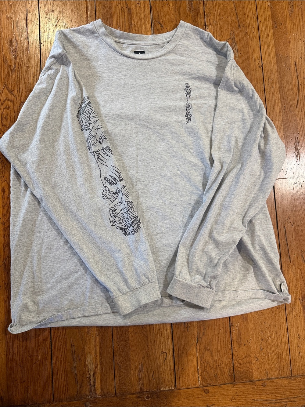 adidas Light Gray Long Sleeve Graphic Crewneck Shirt